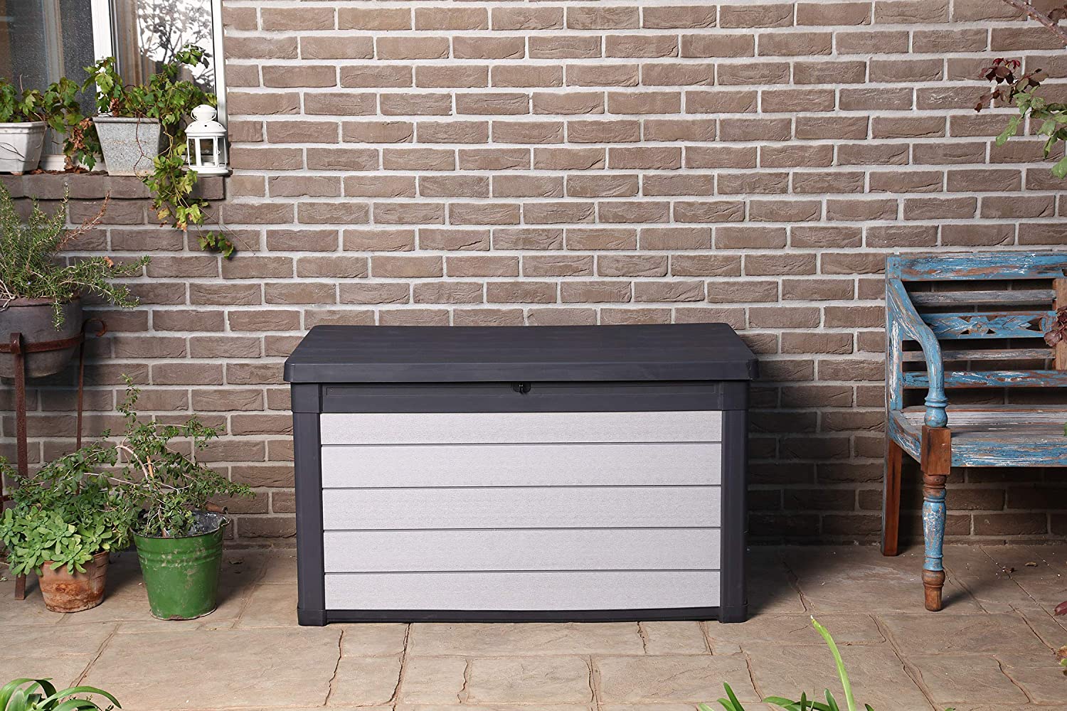 Denali 100 Gallon Resin Large Deck Box - Grey / Black