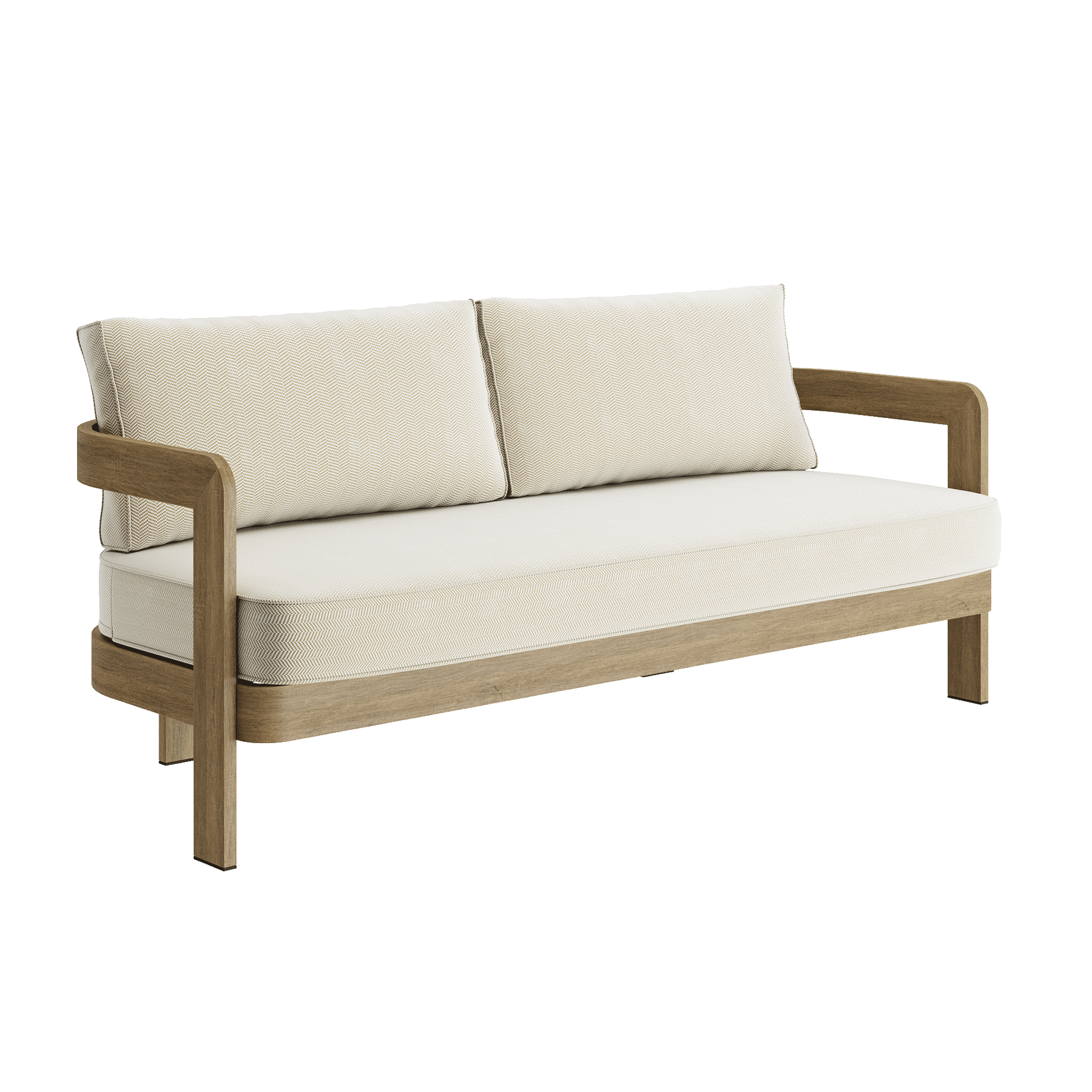 N3 Oak Three Seater Sofa Pearl Herringbone