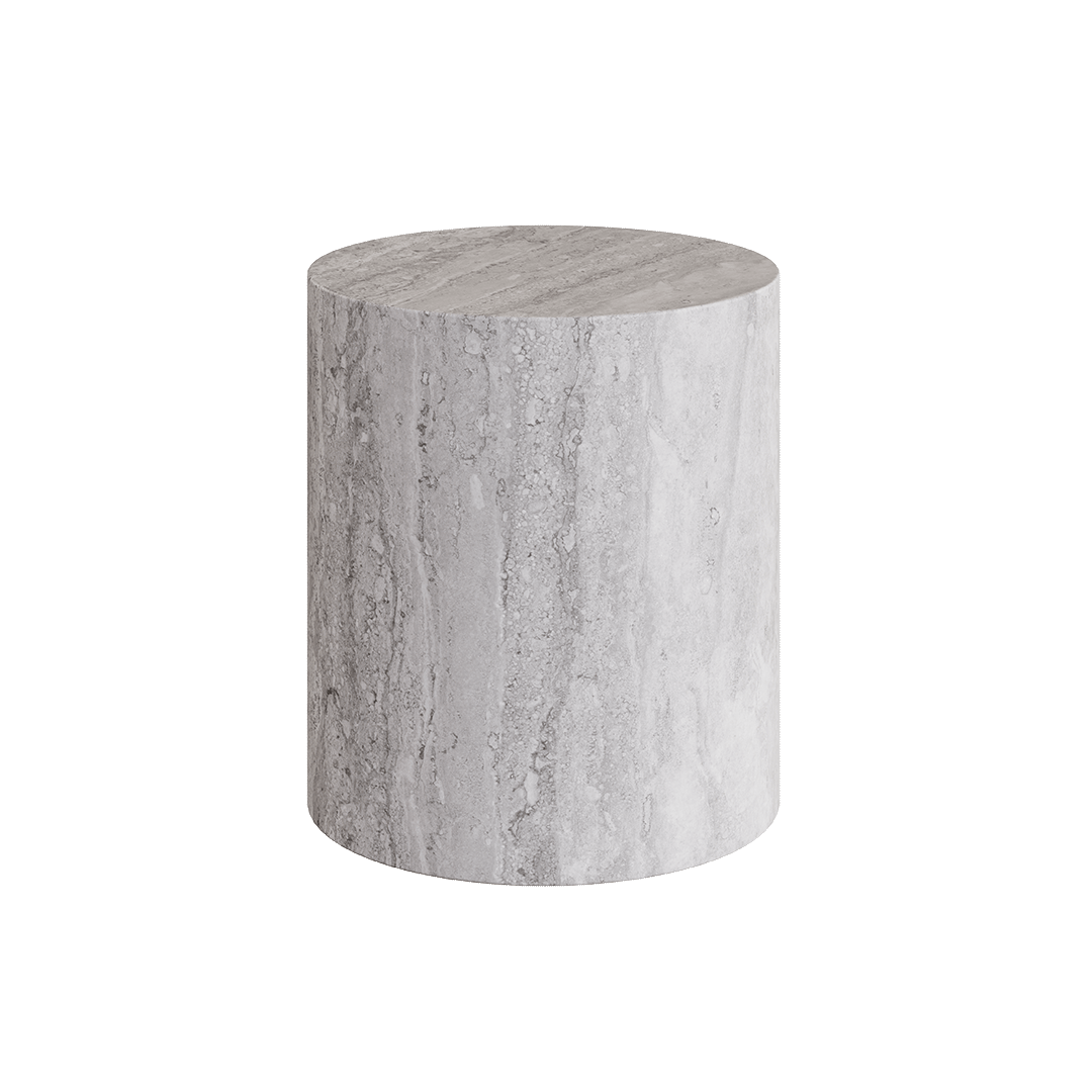 Porto Travertine Side Table, Grey