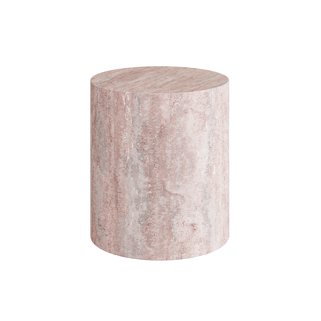 Porto Travertine Side Table, Red