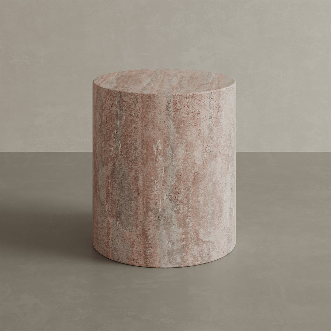 Porto Travertine Side Table, Red