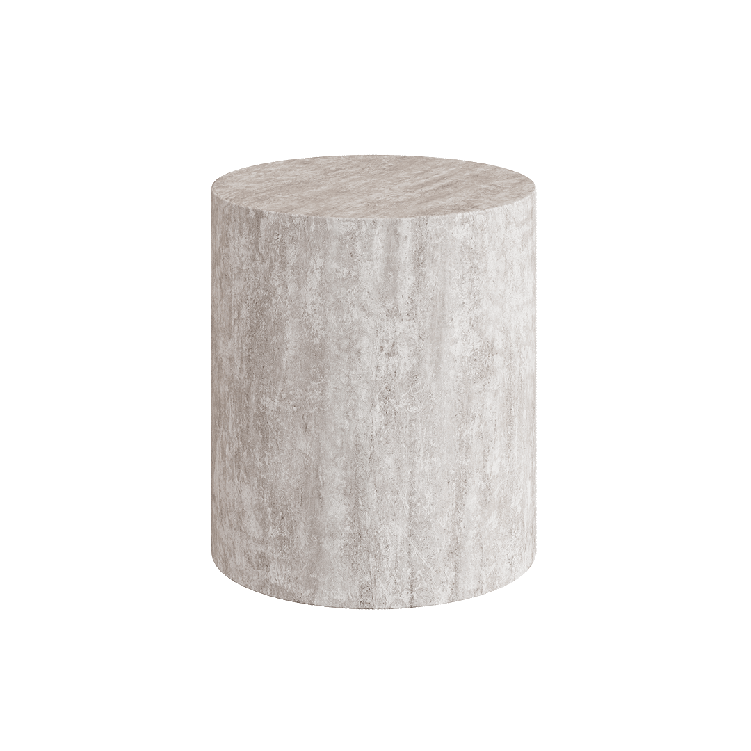 Porto Travertine Side Table, White