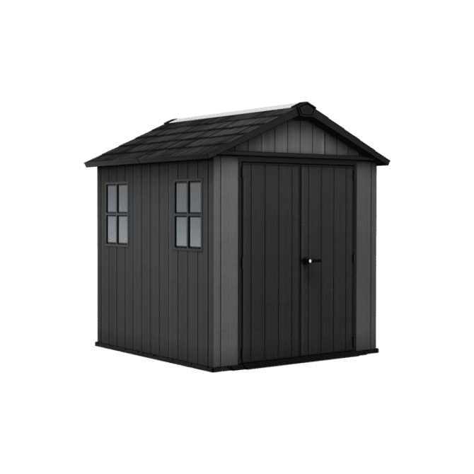 Keter 7′ x 7.5′ Newton Plus Side Entry Plastic Shed – Dark Grey